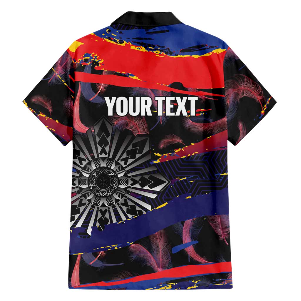 Philippines Sun Tattoo Family Matching Short Sleeve Bodycon Dress and Hawaiian Shirt Feathers Filipinas Grunge Style Black LT14 - Polynesian Pride