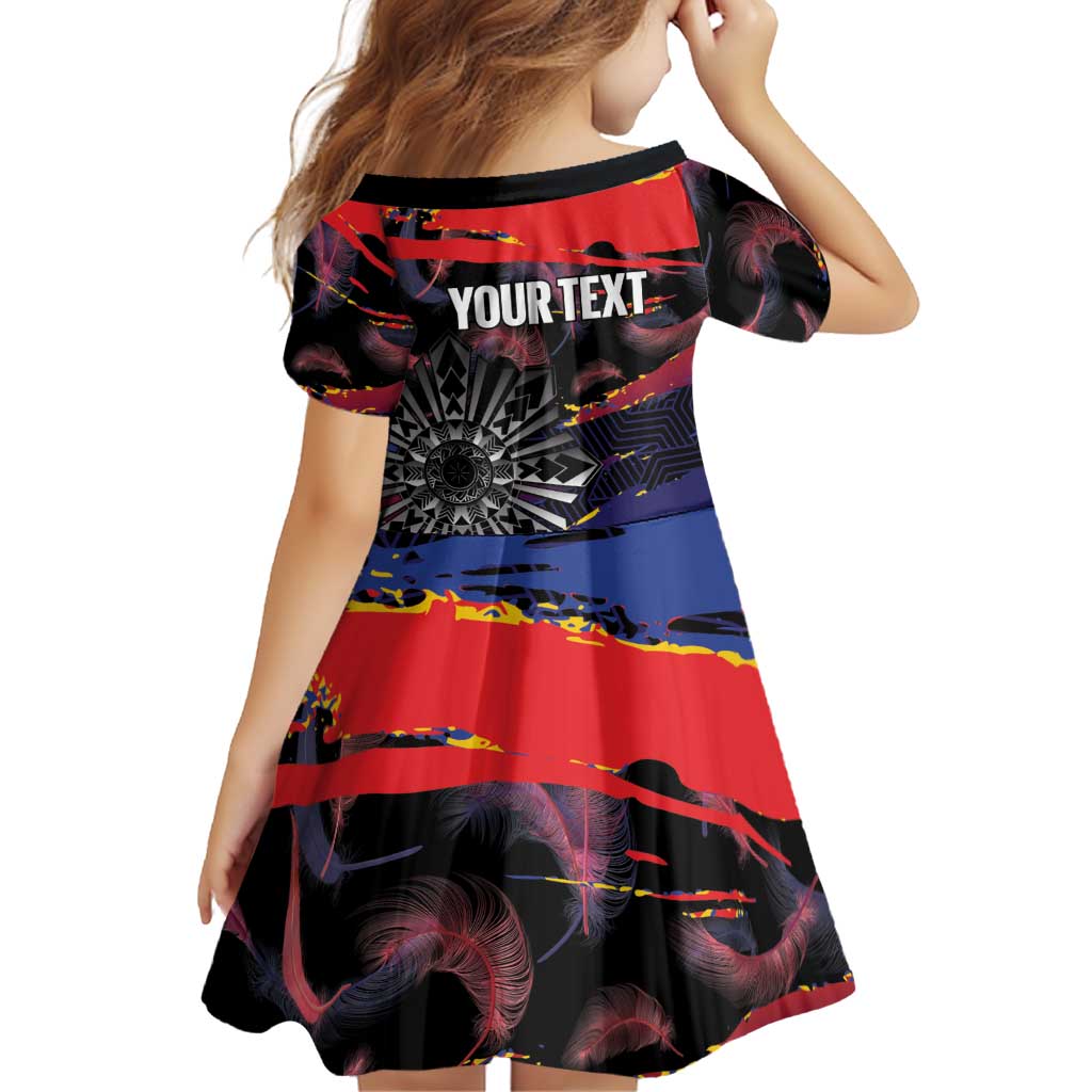 Philippines Sun Tattoo Family Matching Summer Maxi Dress and Hawaiian Shirt Feathers Filipinas Grunge Style Black LT14 - Polynesian Pride