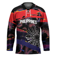 Philippines Sun Tattoo Hockey Jersey Feathers Filipinas Grunge Style Black