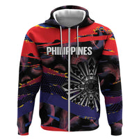 Philippines Sun Tattoo Hoodie Feathers Filipinas Grunge Style Black
