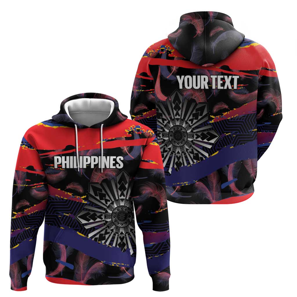 Philippines Sun Tattoo Hoodie Feathers Filipinas Grunge Style Black