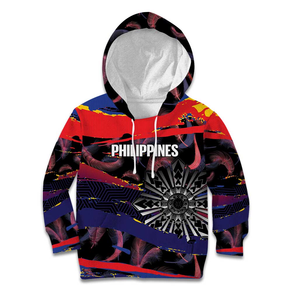 Philippines Sun Tattoo Kid Hoodie Feathers Filipinas Grunge Style Black