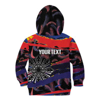 Philippines Sun Tattoo Kid Hoodie Feathers Filipinas Grunge Style Black