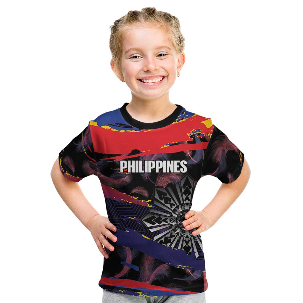 Philippines Sun Tattoo Kid T Shirt Feathers Filipinas Grunge Style Black