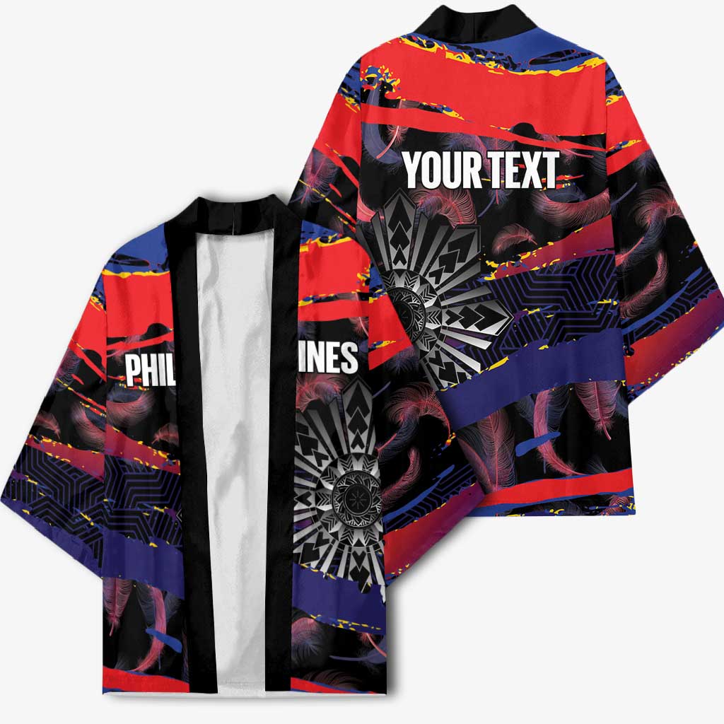 Philippines Sun Tattoo Kimono Feathers Filipinas Grunge Style Black