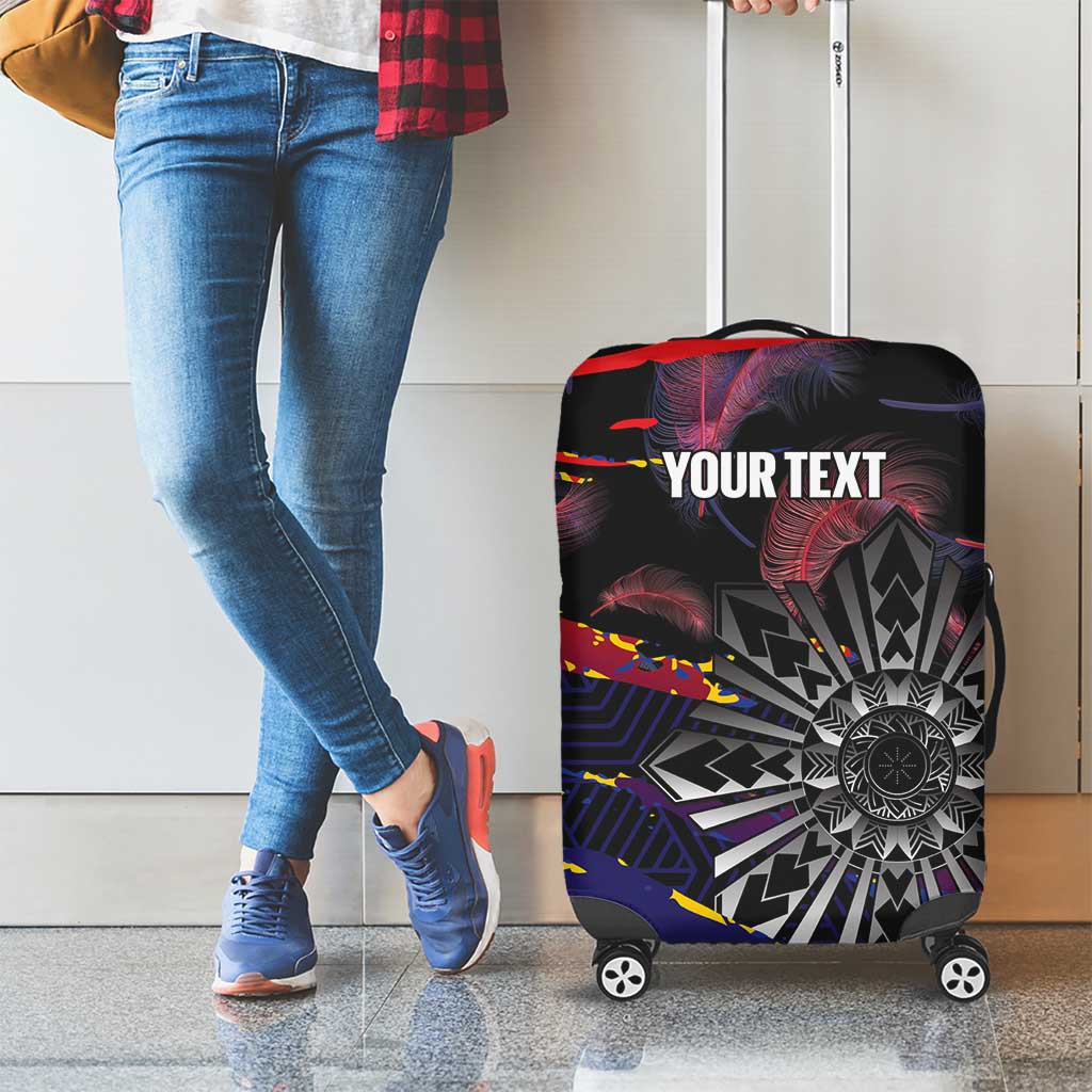 Philippines Sun Tattoo Luggage Cover Feathers Filipinas Grunge Style Black