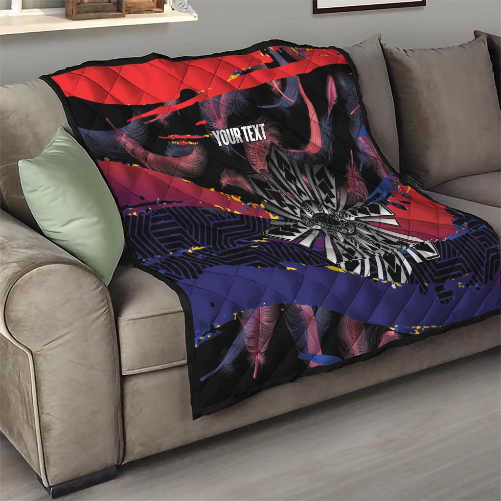 Philippines Sun Tattoo Quilt Feathers Filipinas Grunge Style Black