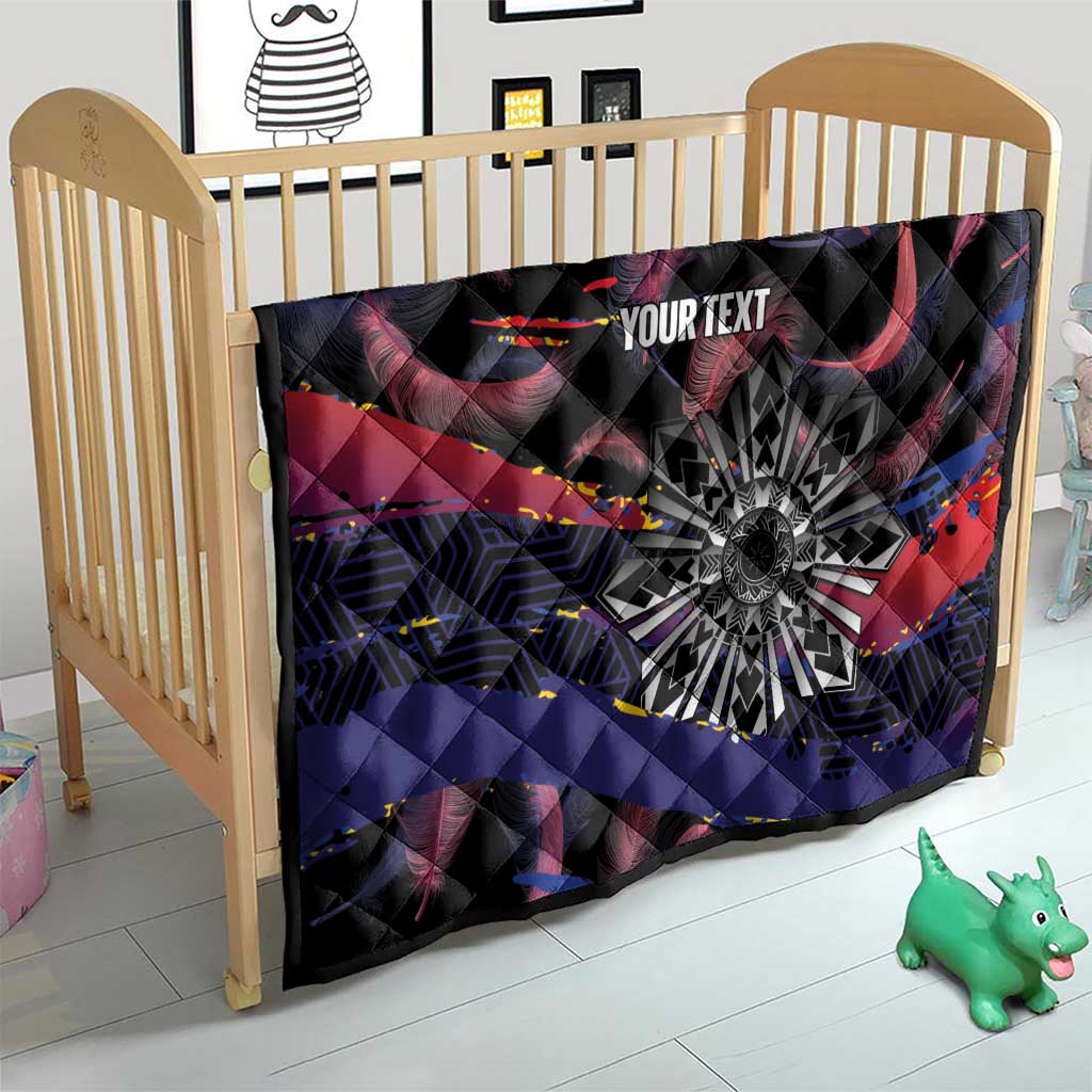 Philippines Sun Tattoo Quilt Feathers Filipinas Grunge Style Black