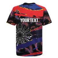 Philippines Sun Tattoo Rugby Jersey Feathers Filipinas Grunge Style Black