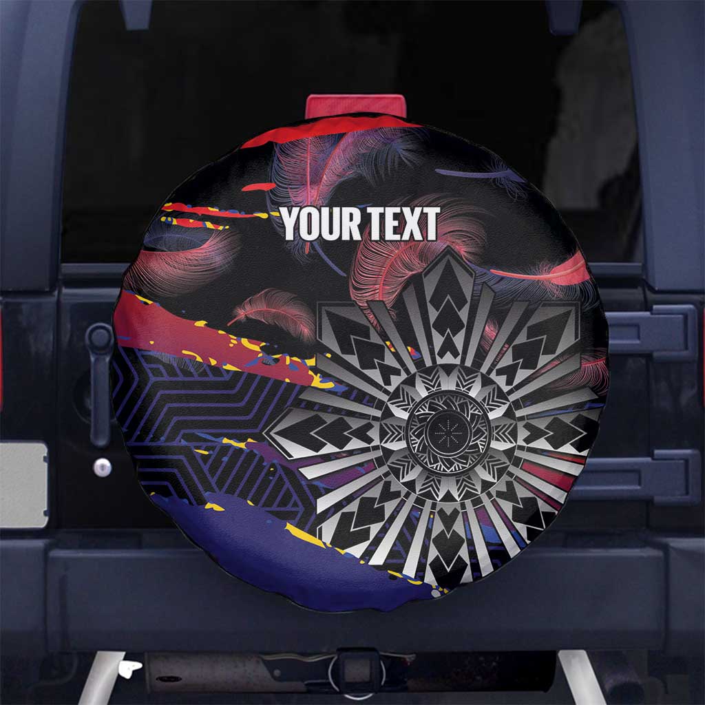 Philippines Sun Tattoo Spare Tire Cover Feathers Filipinas Grunge Style Black