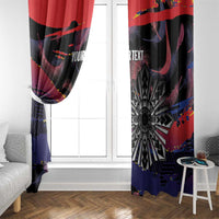 Philippines Sun Tattoo Window Curtain Feathers Filipinas Grunge Style Black