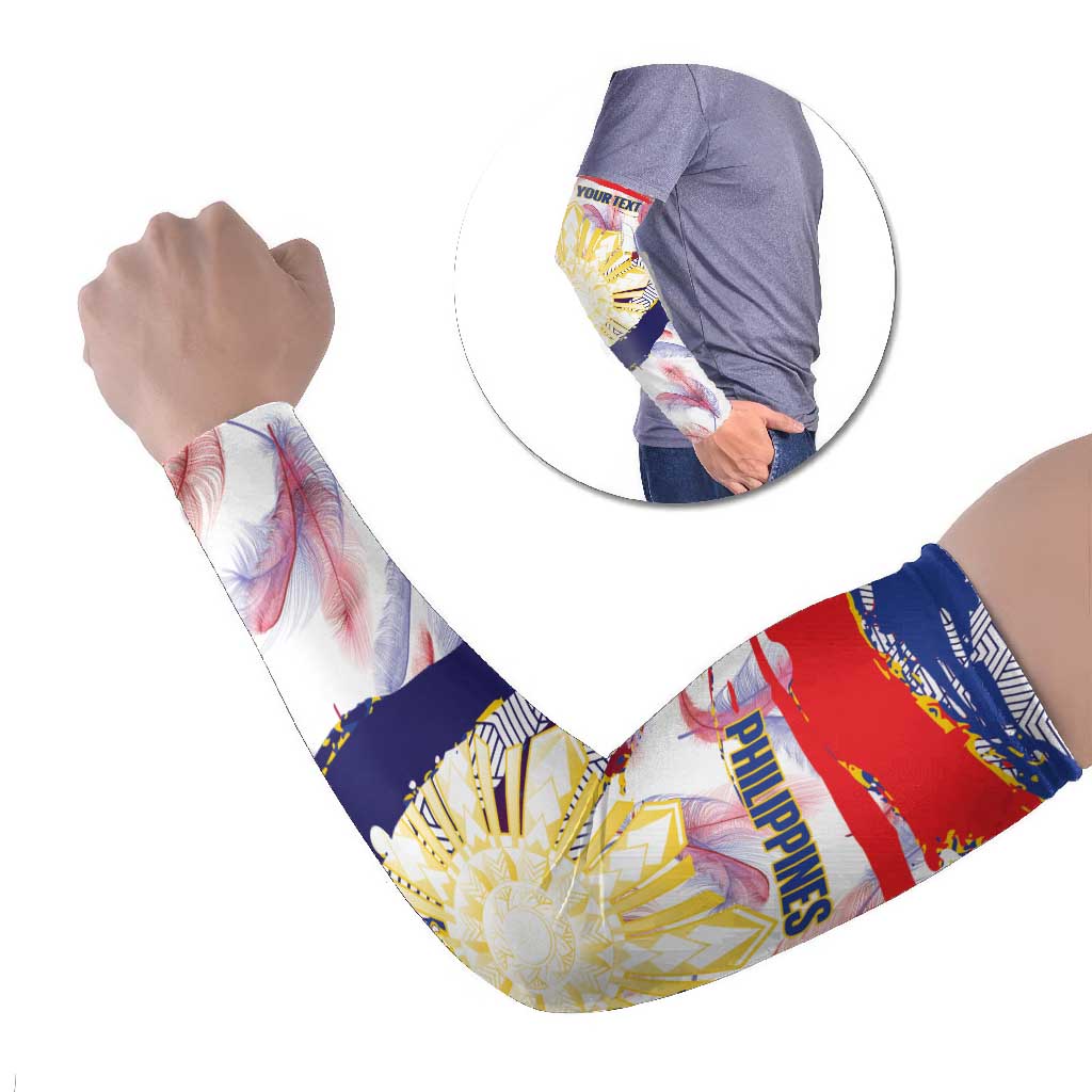 Philippines Sun Tattoo Arm Sleeves Feathers Filipinas Grunge Style White LT14 Set of 2 White - Polynesian Pride