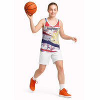 Philippines Sun Tattoo Basketball Jersey Feathers Filipinas Grunge Style White LT14 - Polynesian Pride