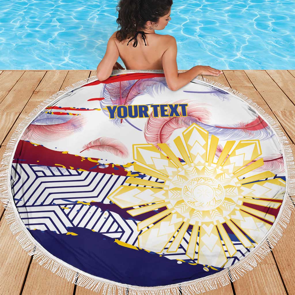 Philippines Sun Tattoo Beach Blanket Feathers Filipinas Grunge Style White LT14 - Polynesian Pride