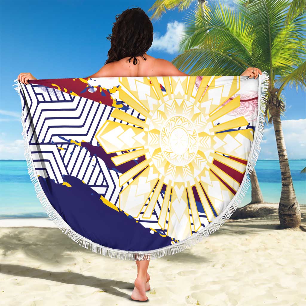Philippines Sun Tattoo Beach Blanket Feathers Filipinas Grunge Style White LT14 - Polynesian Pride
