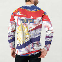 Philippines Sun Tattoo Button Sweatshirt Feathers Filipinas Grunge Style White