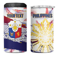 Philippines Sun Tattoo 4 in 1 Can Cooler Tumbler Feathers Filipinas Grunge Style White