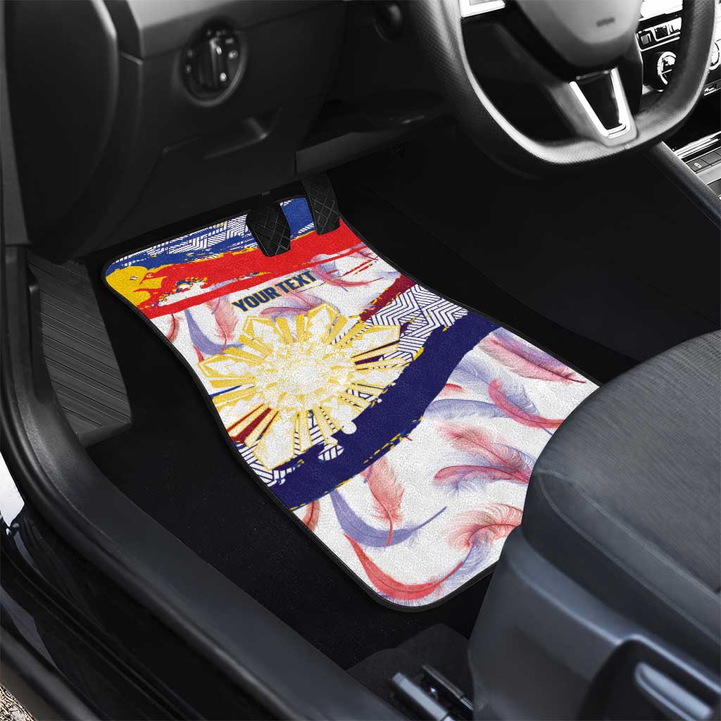 Philippines Sun Tattoo Car Mats Feathers Filipinas Grunge Style White