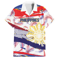 Philippines Sun Tattoo Family Matching Mermaid Dress and Hawaiian Shirt Feathers Filipinas Grunge Style White LT14 Dad's Shirt - Short Sleeve White - Polynesian Pride