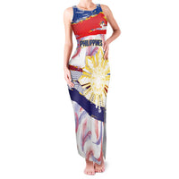 Philippines Sun Tattoo Family Matching Tank Maxi Dress and Hawaiian Shirt Feathers Filipinas Grunge Style White LT14 Mom's Dress White - Polynesian Pride