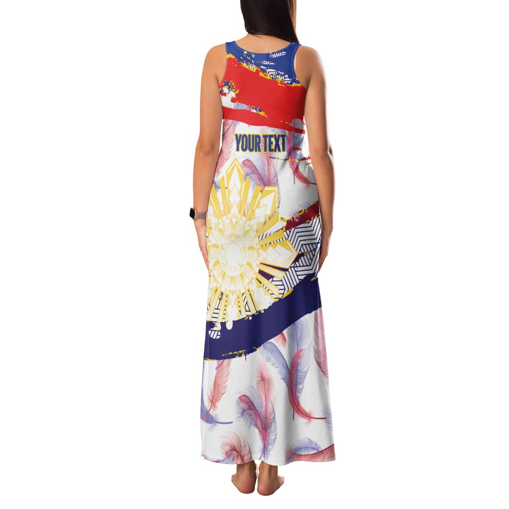 Philippines Sun Tattoo Family Matching Tank Maxi Dress and Hawaiian Shirt Feathers Filipinas Grunge Style White LT14 - Polynesian Pride