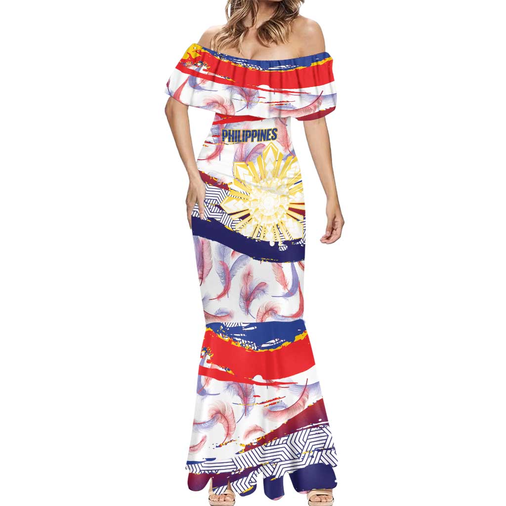 Philippines Sun Tattoo Mermaid Dress Feathers Filipinas Grunge Style White