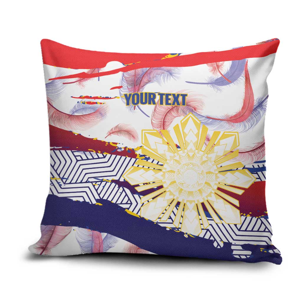 Philippines Sun Tattoo Pillow Cover Feathers Filipinas Grunge Style White LT14 White - Polynesian Pride