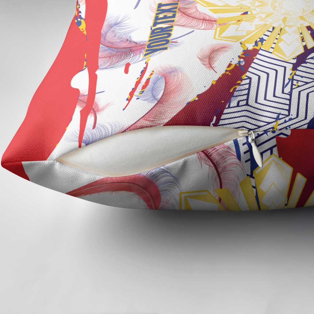 Philippines Sun Tattoo Pillow Cover Feathers Filipinas Grunge Style White LT14 - Polynesian Pride
