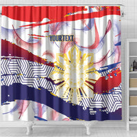 Philippines Sun Tattoo Shower Curtain Feathers Filipinas Grunge Style White