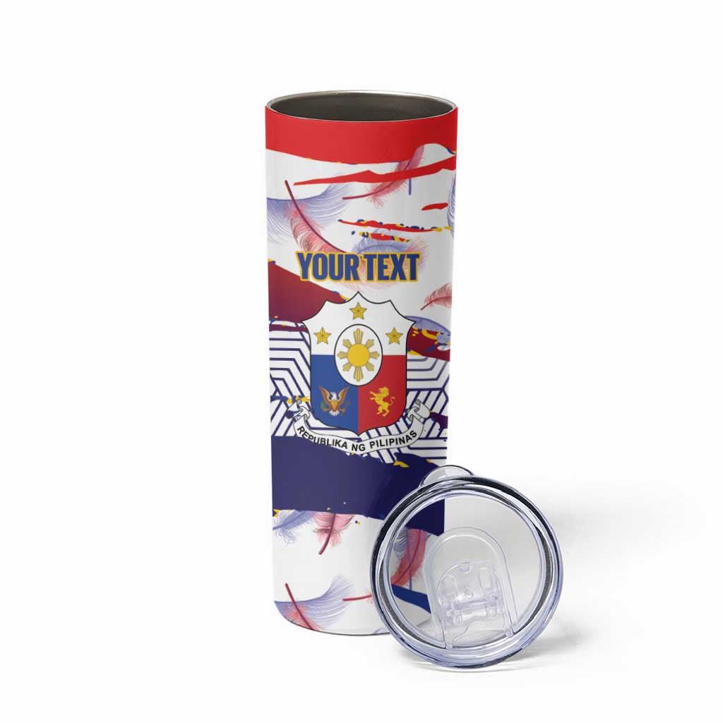 Philippines Sun Tattoo Skinny Tumbler Feathers Filipinas Grunge Style White