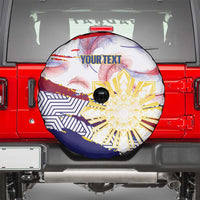 Philippines Sun Tattoo Spare Tire Cover Feathers Filipinas Grunge Style White