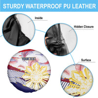 Philippines Sun Tattoo Spare Tire Cover Feathers Filipinas Grunge Style White