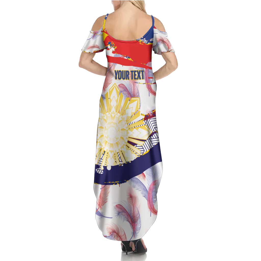 Philippines Sun Tattoo Summer Maxi Dress Feathers Filipinas Grunge Style White LT14 - Polynesian Pride