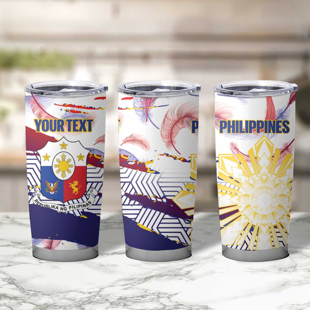 Philippines Sun Tattoo Tumbler Cup Feathers Filipinas Grunge Style White