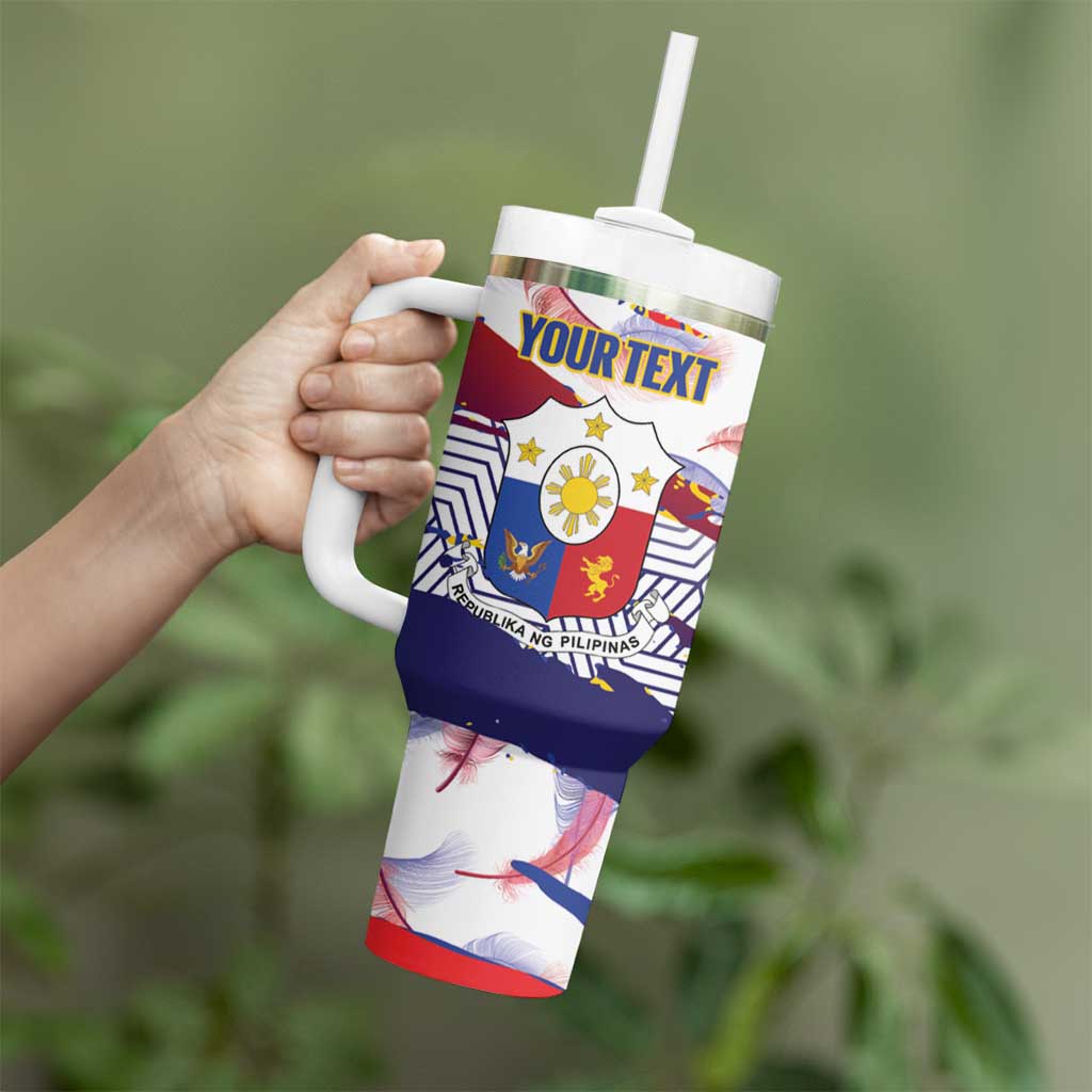 Philippines Sun Tattoo Tumbler With Handle Feathers Filipinas Grunge Style White