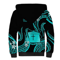 Tokelau Sherpa Hoodie Tokelauan Tatau With Badge Light Turquoise LT14 - Polynesian Pride