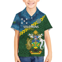 Personalised Solomon Islands Darts Family Matching Long Sleeve Bodycon Dress and Hawaiian Shirt Tropical Leaves Melanesian Pattern LT14 Son's Shirt Green - Polynesian Pride