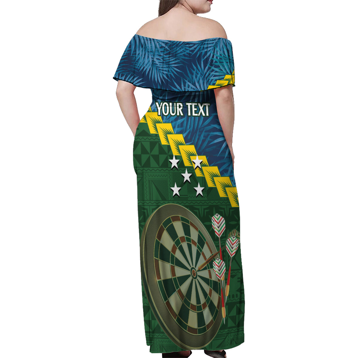 Personalised Solomon Islands Darts Family Matching Off Shoulder Maxi Dress and Hawaiian Shirt Tropical Leaves Melanesian Pattern LT14 - Polynesian Pride