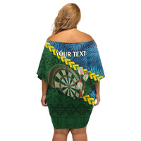 Personalised Solomon Islands Darts Family Matching Off Shoulder Short Dress and Hawaiian Shirt Tropical Leaves Melanesian Pattern LT14 - Polynesian Pride