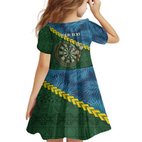 Personalised Solomon Islands Darts Family Matching Short Sleeve Bodycon Dress and Hawaiian Shirt Tropical Leaves Melanesian Pattern LT14 - Polynesian Pride