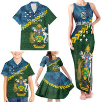 Personalised Solomon Islands Darts Family Matching Tank Maxi Dress and Hawaiian Shirt Tropical Leaves Melanesian Pattern LT14 - Polynesian Pride