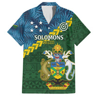 Personalised Solomon Islands Darts Family Matching Tank Maxi Dress and Hawaiian Shirt Tropical Leaves Melanesian Pattern LT14 Dad's Shirt - Short Sleeve Green - Polynesian Pride