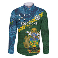 Personalised Solomon Islands Darts Family Matching Tank Maxi Dress and Hawaiian Shirt Tropical Leaves Melanesian Pattern LT14 Dad's Shirt - Long Sleeve Green - Polynesian Pride