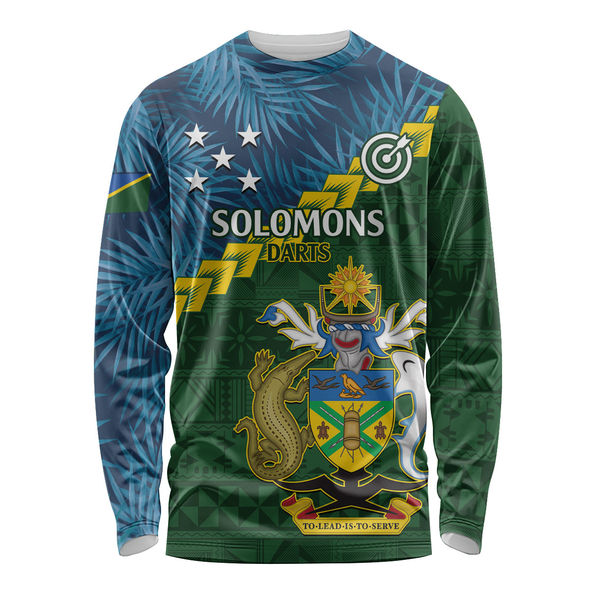 Personalised Solomon Islands Darts Long Sleeve Shirt Tropical Leaves Melanesian Pattern LT14 Unisex Green - Polynesian Pride