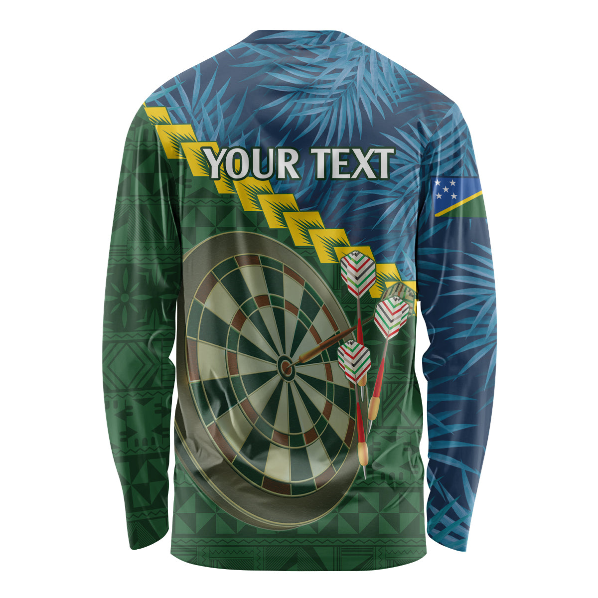 Personalised Solomon Islands Darts Long Sleeve Shirt Tropical Leaves Melanesian Pattern LT14 - Polynesian Pride