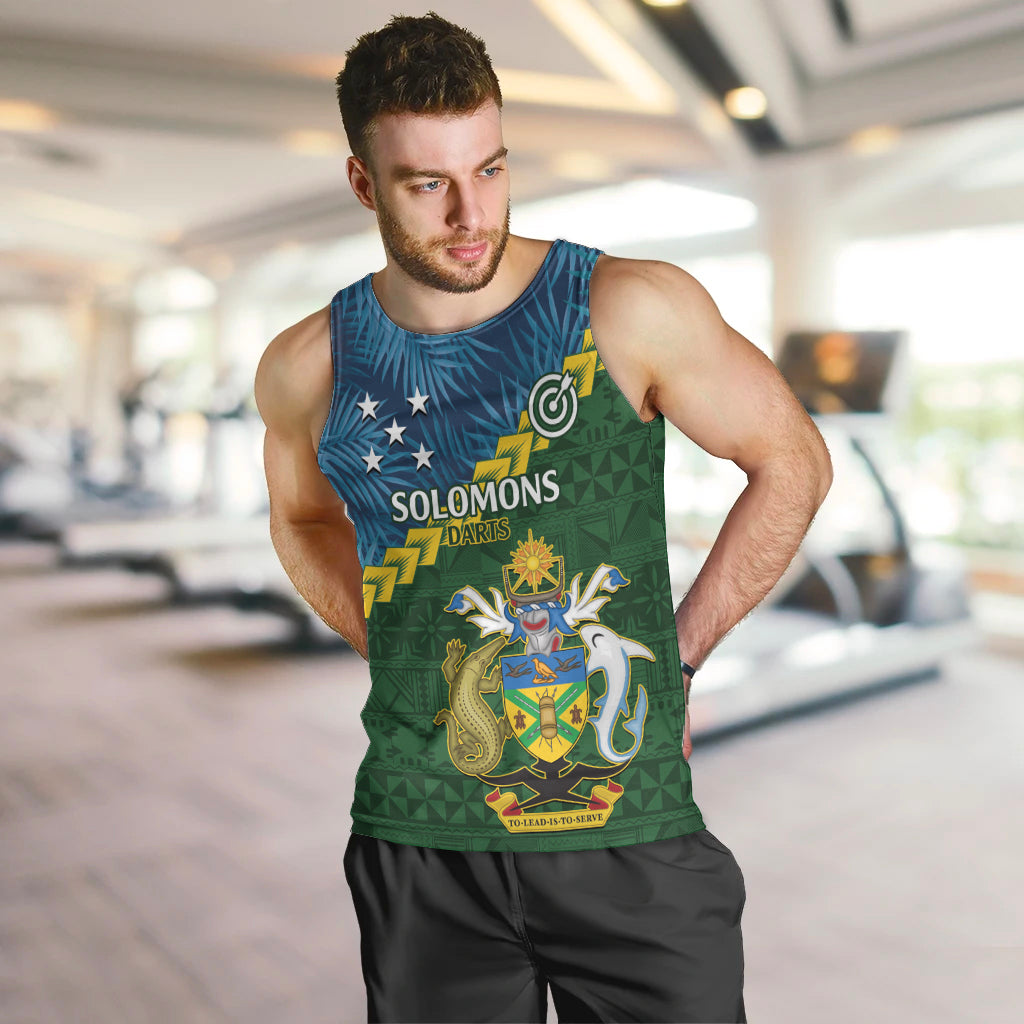 Personalised Solomon Islands Darts Men Tank Top Tropical Leaves Melanesian Pattern LT14 Green - Polynesian Pride