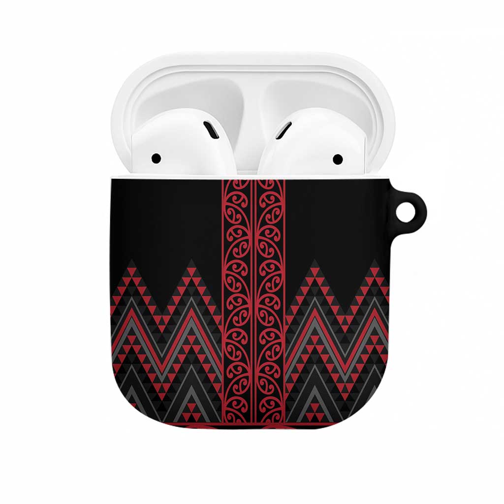 Red Aotearoa Mangopare Kowhaiwhai Niho Taniwha AirPods Case Maori New Zealand LT14 Red - Polynesian Pride