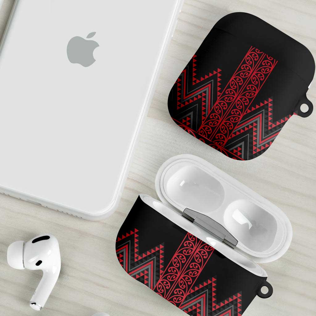 Red Aotearoa Mangopare Kowhaiwhai Niho Taniwha AirPods Case Maori New Zealand LT14 - Polynesian Pride