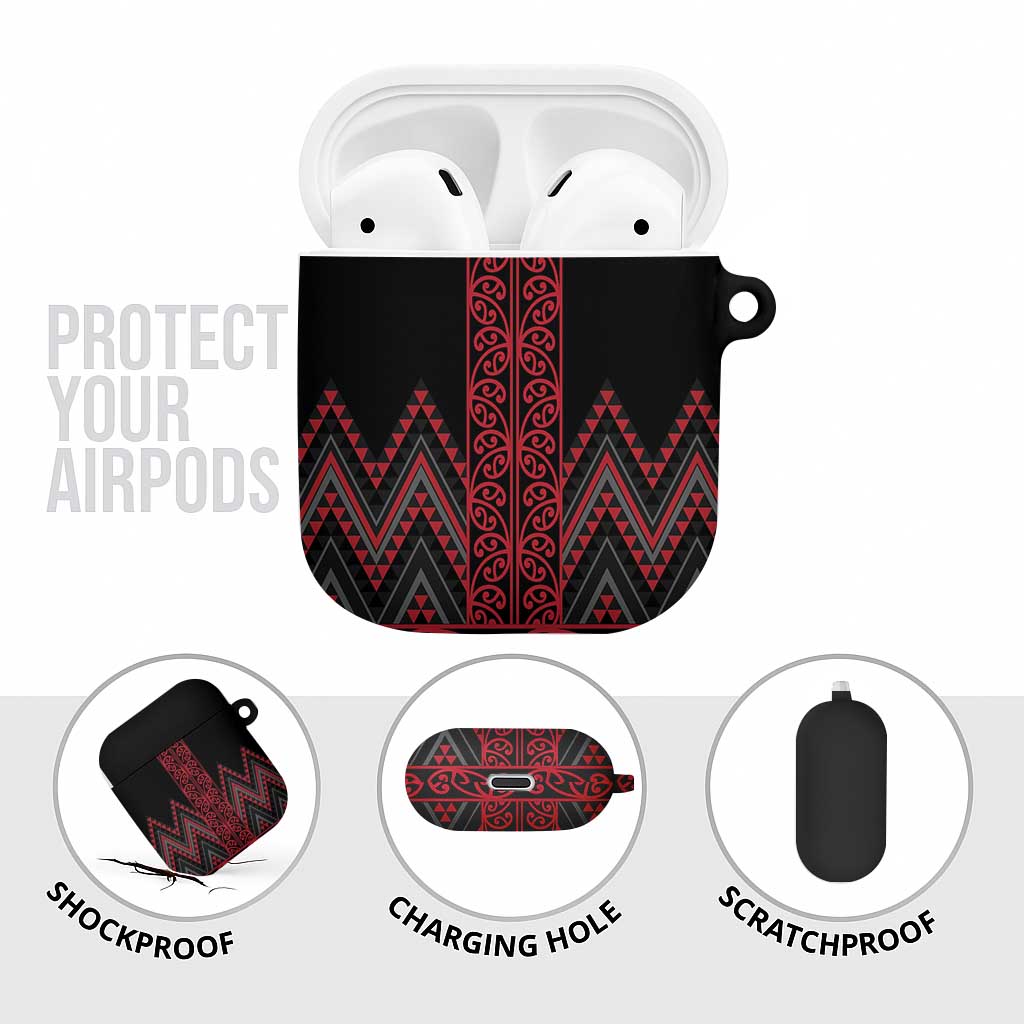 Red Aotearoa Mangopare Kowhaiwhai Niho Taniwha AirPods Case Maori New Zealand LT14 - Polynesian Pride