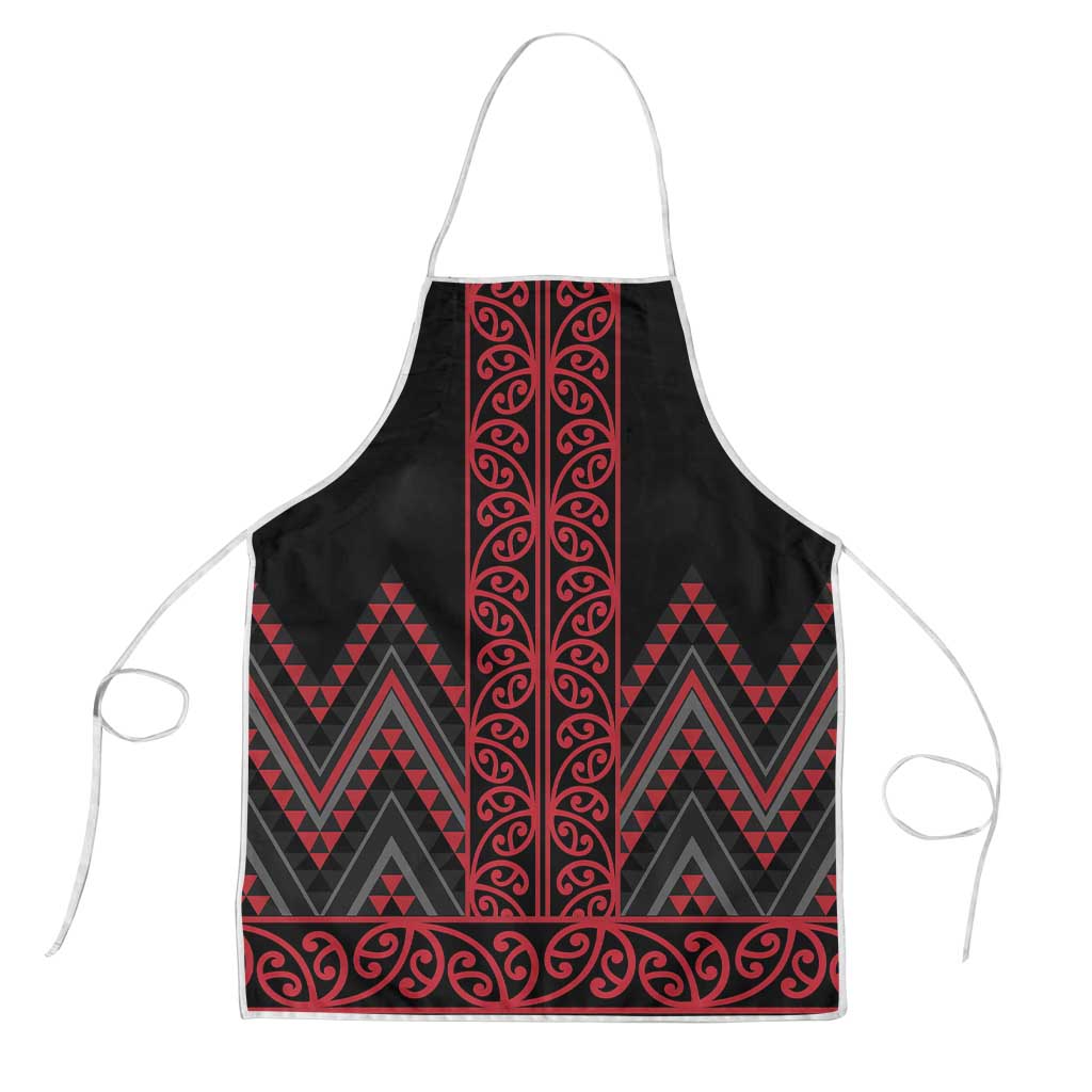 Red Aotearoa Mangopare Kowhaiwhai Niho Taniwha Apron Maori New Zealand LT14 Red - Polynesian Pride